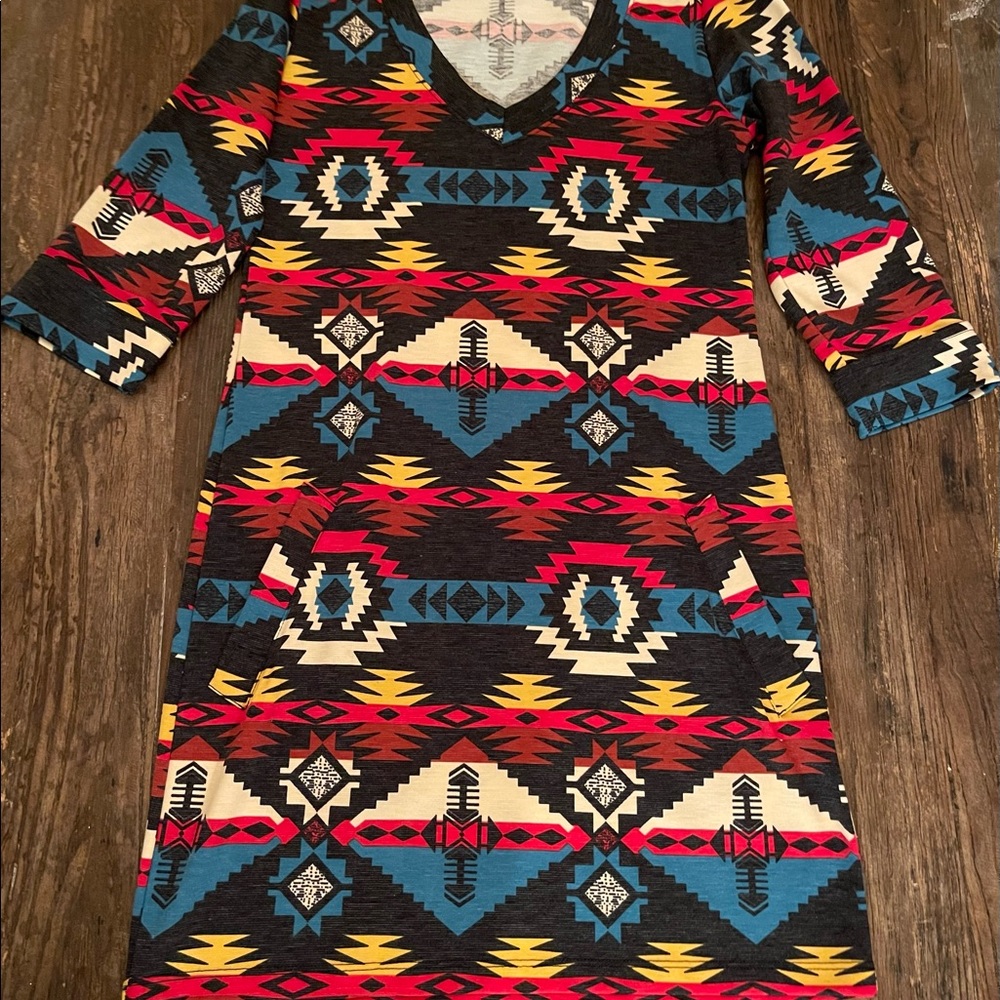 Aztec Print Fitted Dress
